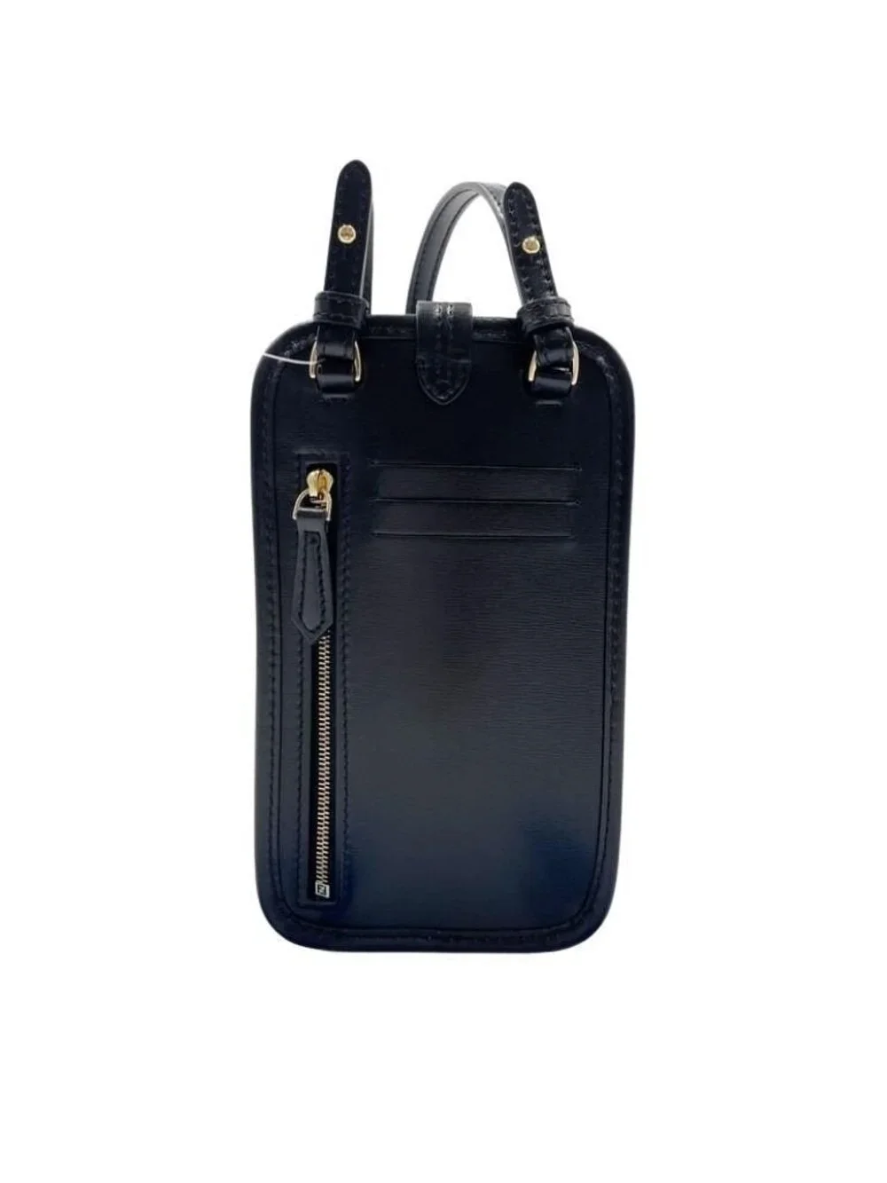 Fendi Shoulder Bag Phone Pouch Black Leather Smartphone